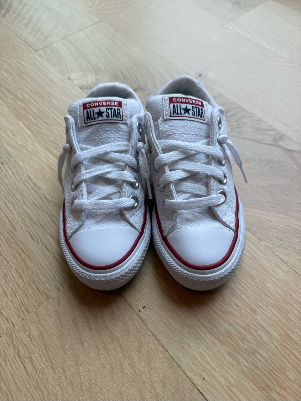 Converse Kids White & Red Low Top All Star Sneakers